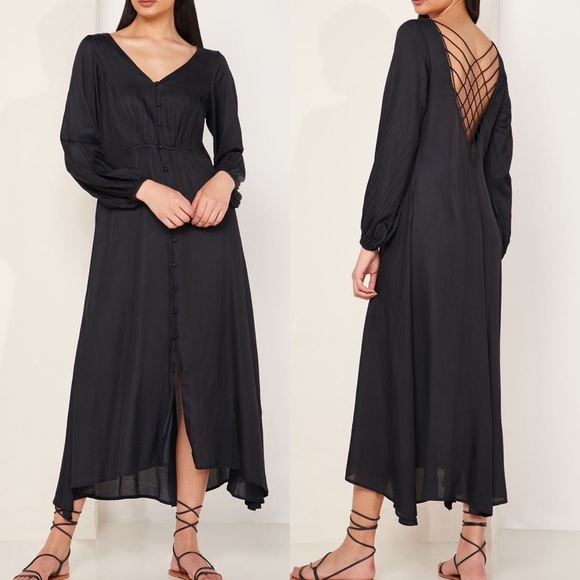 Free People Dresses & Skirts - FREE PEOPLE LATER DAYS BLACK CRISS CROSS STRAP BACK DRESS SIZE 8